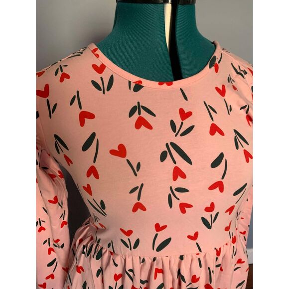 Hanna Andersson Valentine's Day Rd & Pink Heart Flower Skater Dress, size 12 - Picture 5 of 5